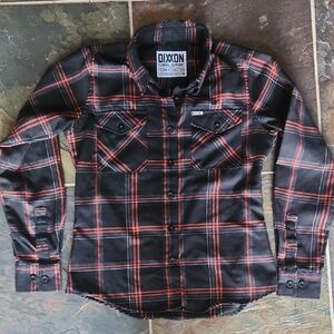 DIXXON Flannel Co Women's Black And Orange Plaid Long Sleave Size Small